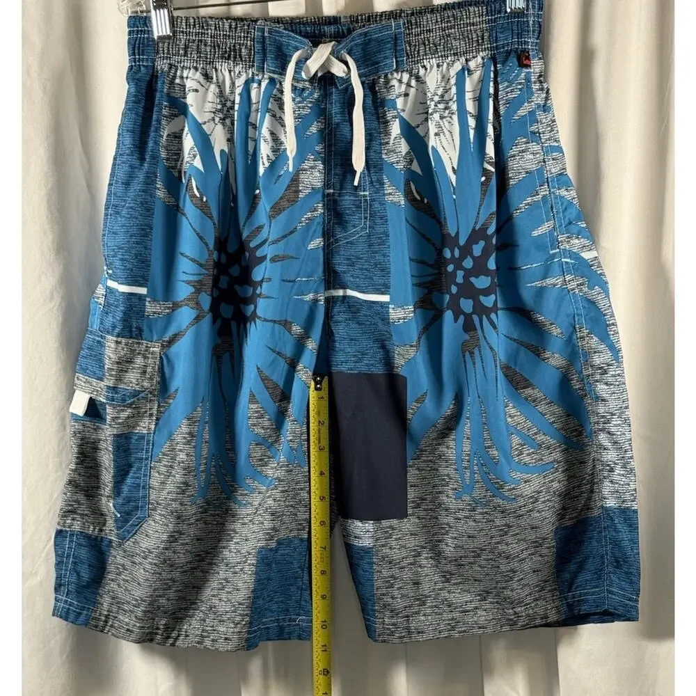 NBN Gear Men's Swim Shorts Trunks Surf Beach Resort Blue Gray White XL 87-39 - Picture 6 of 15